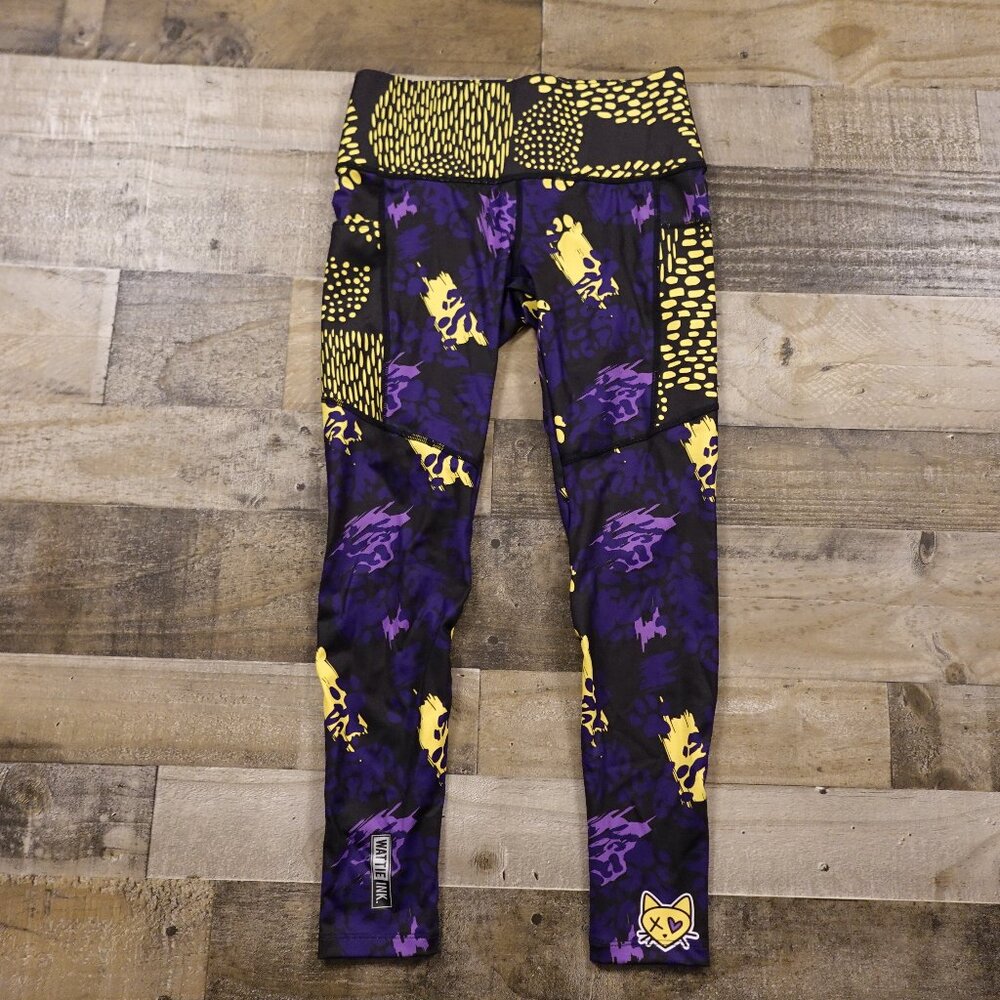 Wattie Ink Triathlon leggings‎ women's medium purple abstract high waist